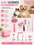 4-in-1 Ultimate Pet Grooming Kit &amp; Self-Cleaning Slicker Brush