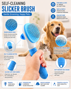 4-in-1 Ultimate Pet Grooming Kit &amp; Self-Cleaning Slicker Brush